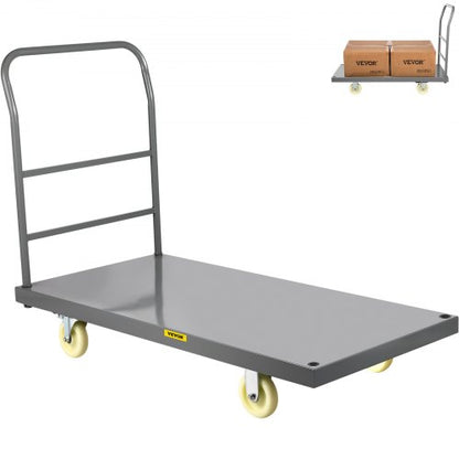 2000 Lb Capacity Flatbed Cart 47 X 24 Steel Platform Truck With Detachable Handle  5 Swivel Casters 1