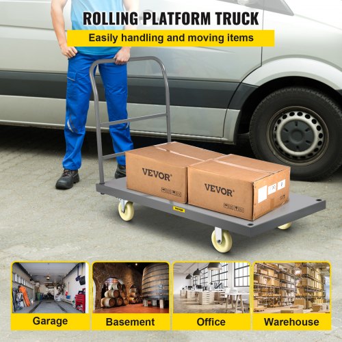 2000 Lb Capacity Flatbed Cart 47 X 24 Steel Platform Truck With Detachable Handle  5 Swivel Casters 2
