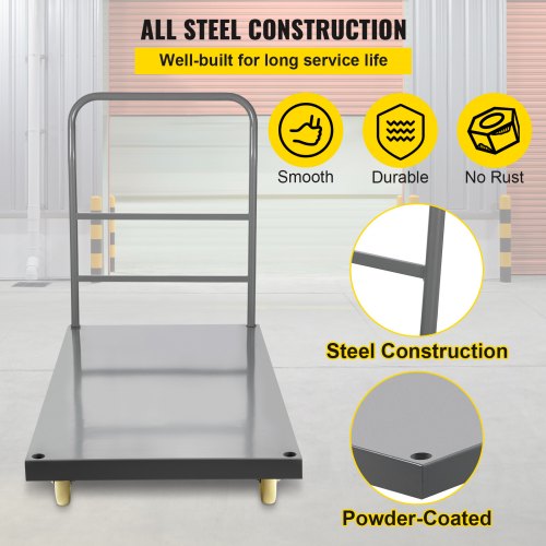 2000 Lb Capacity Flatbed Cart 47 X 24 Steel Platform Truck With Detachable Handle  5 Swivel Casters 3