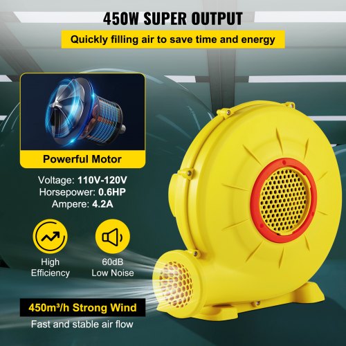 450W 06HP Inflatable Blower Powerful  Portable Bounce House Blower For Bouncy Castles  Jump Slides 3