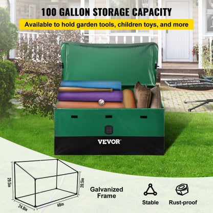 HeavyDuty Patio Deck Box 100 Gallon Waterproof Outdoor Storage Box With PE Tarpaulin  Ventilated De 3