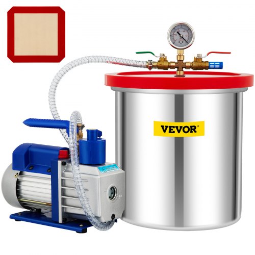 5 CFM 13 HP Single Stage Rotary Vane Vacuum Pump  5 Gallon Chamber Kit HeavyDuty 110V HVAC Air Tool 1