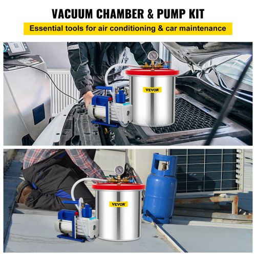 5 CFM 13 HP Single Stage Rotary Vane Vacuum Pump  5 Gallon Chamber Kit HeavyDuty 110V HVAC Air Tool 2