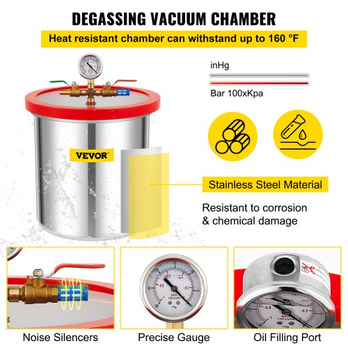 5 CFM 13 HP Single Stage Rotary Vane Vacuum Pump  5 Gallon Chamber Kit HeavyDuty 110V HVAC Air Tool 4