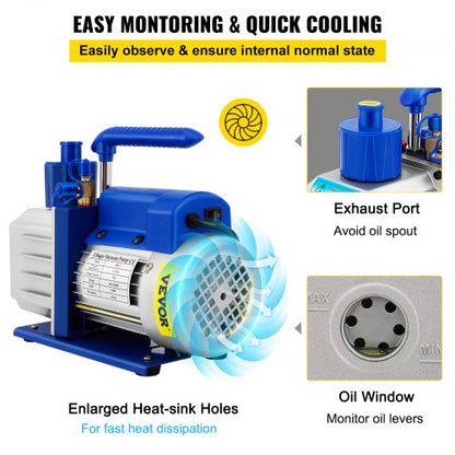 5 CFM 13 HP Single Stage Rotary Vane Vacuum Pump  5 Gallon Chamber Kit HeavyDuty 110V HVAC Air Tool 5
