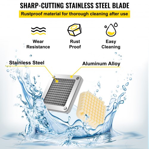 Stainless Steel French Fry Cutter Blades 3 PCS  6 Knives Replacement Dicer Parts  Push Block For Un 5