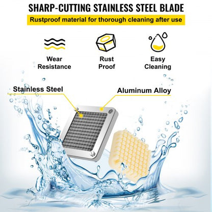 Stainless Steel French Fry Cutter Blades 3 PCS  6 Knives Replacement Dicer Parts  Push Block For Un 5