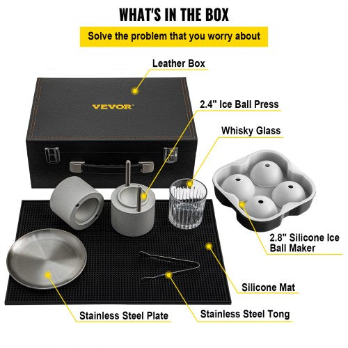 Ice Ball Press Kit Anodized 7075 Aluminum W Silicone Moulds Large Mat Stainless Steel Tong  Two Gla 3