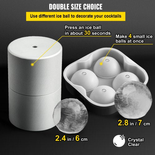 Ice Ball Press Kit Anodized 7075 Aluminum W Silicone Moulds Large Mat Stainless Steel Tong  Two Gla 4