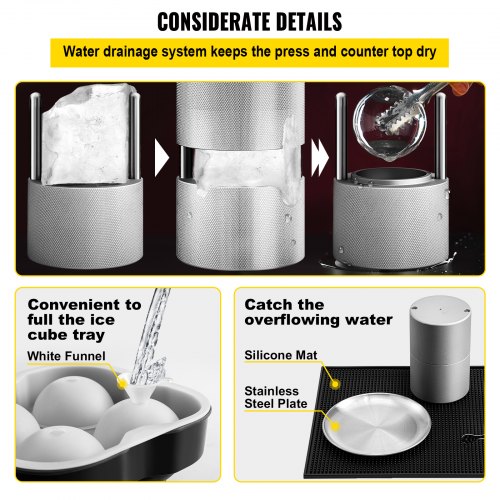Ice Ball Press Kit Anodized 7075 Aluminum W Silicone Moulds Large Mat Stainless Steel Tong  Two Gla 6