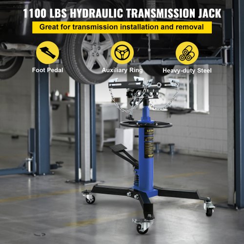 1100 Lbs Hydraulic Telescoping Transmission Jack 2Stage Floor Jack Stand With Foot Pedal  360 Swive 2