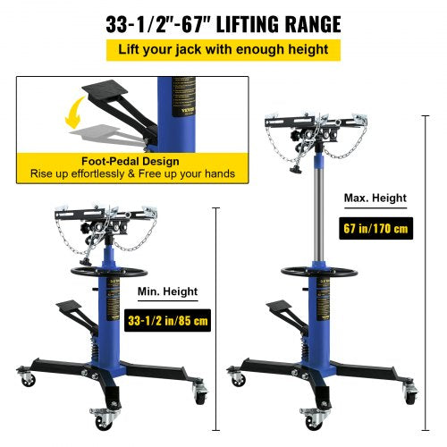 1100 Lbs Hydraulic Telescoping Transmission Jack 2Stage Floor Jack Stand With Foot Pedal  360 Swive 3