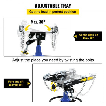 1100 Lbs Hydraulic Telescoping Transmission Jack 2Stage Floor Jack Stand With Foot Pedal  360 Swive 4