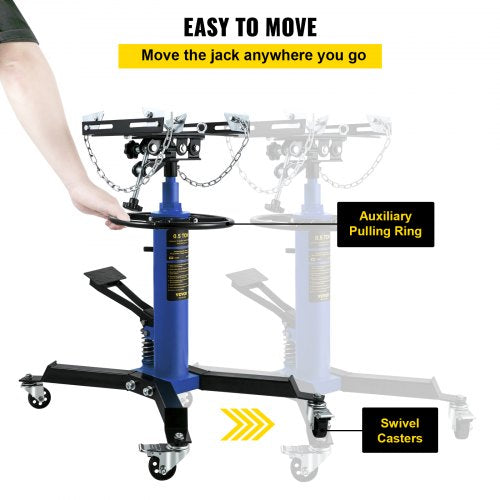 1100 Lbs Hydraulic Telescoping Transmission Jack 2Stage Floor Jack Stand With Foot Pedal  360 Swive 5