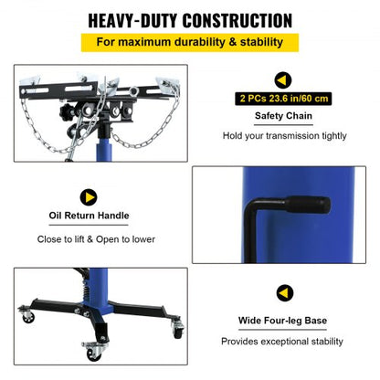 1100 Lbs Hydraulic Telescoping Transmission Jack 2Stage Floor Jack Stand With Foot Pedal  360 Swive 6
