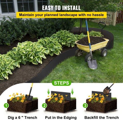 60 Ft Landscape Edging 10 Inch Depth Recycled HDPE Coiled Terrace Board Flexible Bender Border For  6