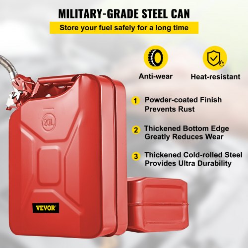 53 Gallon  20L Portable Jerry Gas Can With Flexible Spout System Rustproof  HeatResistant Steel Fue 3