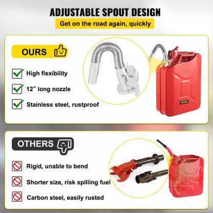 53 Gallon  20L Portable Jerry Gas Can With Flexible Spout System Rustproof  HeatResistant Steel Fue 5