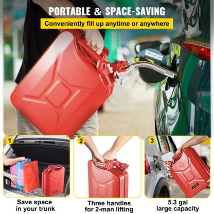 53 Gallon  20L Portable Jerry Gas Can With Flexible Spout System Rustproof  HeatResistant Steel Fue 6