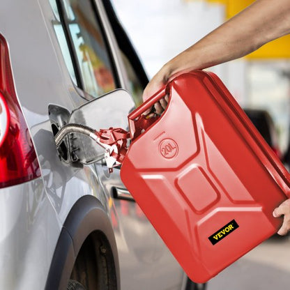 5.3 Gallon / 20L Portable Jerry Gas Can with Flexible Spout System, Rustproof & Heat-Resistant Steel Fuel Tank for Car