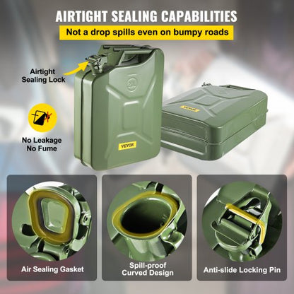 HeavyDuty 53 Gallon  20L MilitaryStyle Jerry Can Rustproof Steel Fuel Container With Flexible Spout 4