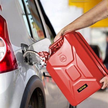 20L Portable Jerry Gas Can with Flexible Spout System, 2PCS Rustproof & Heat-Resistant Steel Fuel Tanks for Cars