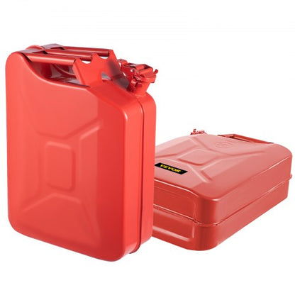 20L Portable Jerry Gas Can with Flexible Spout System, 2PCS Rustproof & Heat-Resistant Steel Fuel Tanks for Cars