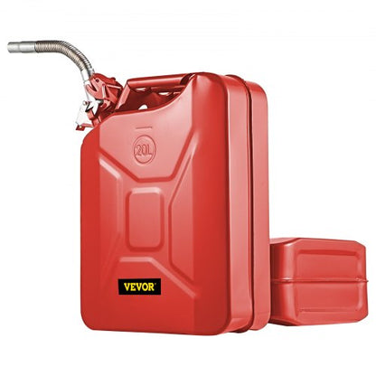 20L Portable Jerry Gas Can with Flexible Spout System, 2PCS Rustproof & Heat-Resistant Steel Fuel Tanks for Cars