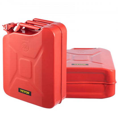 20L Portable Jerry Gas Can with Flexible Spout System, 2PCS Rustproof & Heat-Resistant Steel Fuel Tanks for Cars