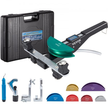 Premium Copper Pipe Bender Kit, Ratcheting Tube Bender with Color Dies, Forward & Reverse Bend for Copper & Aluminum