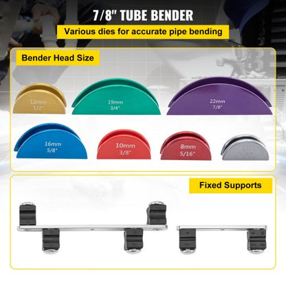 Premium Copper Pipe Bender Kit, Ratcheting Tube Bender with Color Dies, Forward & Reverse Bend for Copper & Aluminum