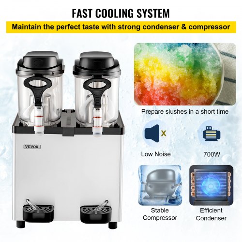 Commercial Slushy Machine Tanks Cups, Stainless Steel Margarita Smoothie Frozen Drink Maker, Perfect for Supermarkets