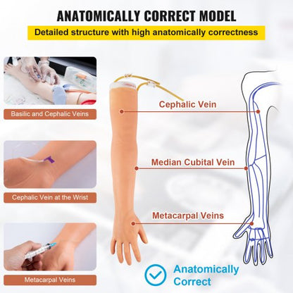 High Simulation IV Practice Arm Kit, Phlebotomy Training Set for IV Venipuncture & Intravenous Skills, Nursing Students