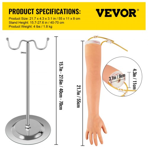 High Simulation IV Practice Arm Kit, Phlebotomy Training Set for IV Venipuncture & Intravenous Skills, Nursing Students