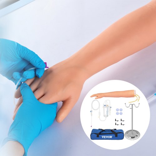 High Simulation IV Practice Arm Kit, Phlebotomy Training Set for IV Venipuncture & Intravenous Skills, Nursing Students