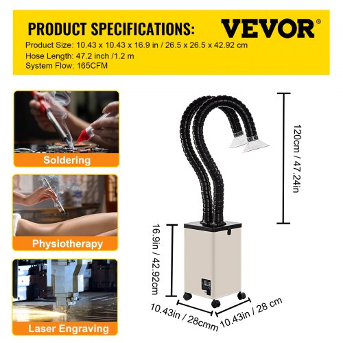 Professional Soldering Smoke Extractor, Speed Purifier with HEPA & Carbon Filter for Soldering, Welding, Laser Engraving