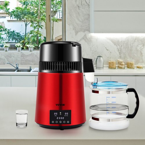 Water Distiller, Distilled Water Maker Machine, Dual Temp Display, Stainless Steel Countertop Distiller