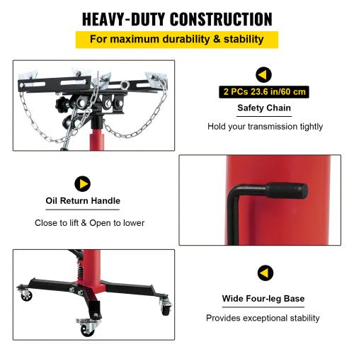 Hydraulic Telescopic Transmission Jack, High Lift Floor Jack with Foot Pedal, Swivel Wheels, Garage & Shop Hoist