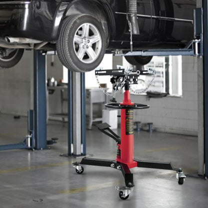 Hydraulic Telescopic Transmission Jack, High Lift Floor Jack with Foot Pedal, Swivel Wheels, Garage & Shop Hoist