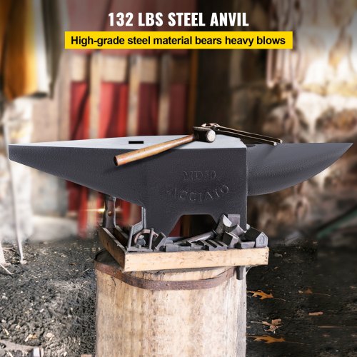 Heavy-Duty Cast Iron Anvil, Single Horn Blacksmith Forge with Large Work Surface, Rugged Stable Base & High Hardness