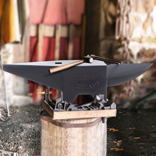 Heavy-Duty Cast Iron Anvil, Single Horn Blacksmith Forge with Large Work Surface, Rugged Stable Base & High Hardness