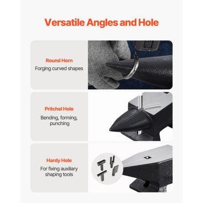 Cast Steel Anvil Single Horn Anvil with Large Countertop & Stable Base, High Hardness Round Horn Anvil Blacksmith