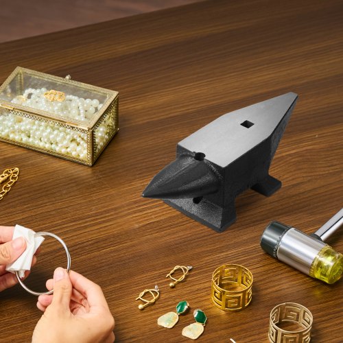 Cast Steel Anvil Single Horn Anvil with Large Countertop & Stable Base, High Hardness Round Horn Anvil Blacksmith