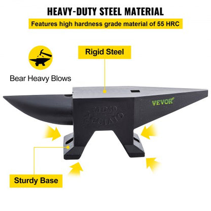 Cast Iron Anvil Single Horn with Large Countertop & Stable Base, High Hardness Round Horn Anvil for Bending, Shaping