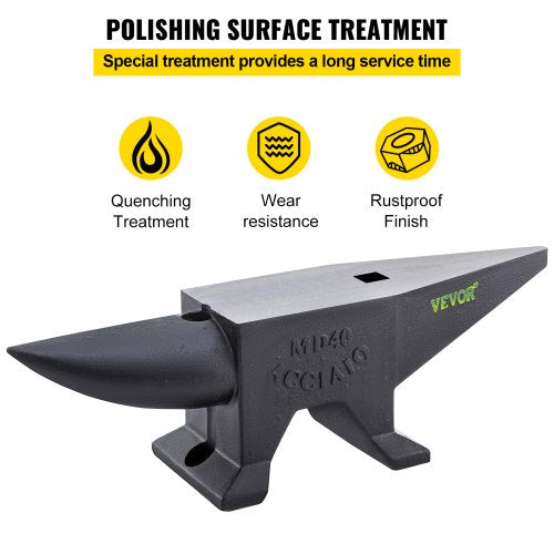 Cast Iron Anvil Single Horn with Large Countertop & Stable Base, High Hardness Round Horn Anvil for Bending, Shaping