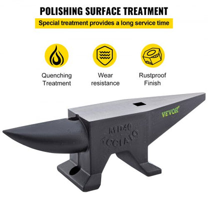Cast Iron Anvil Single Horn with Large Countertop & Stable Base, High Hardness Round Horn Anvil for Bending, Shaping