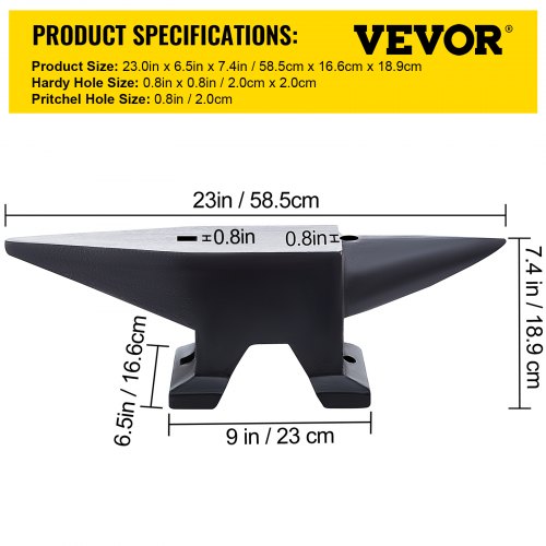 Premium Cast Steel Single Horn Anvil, Rugged Blacksmith Round Horn with Large Flat Countertop & Stable Base
