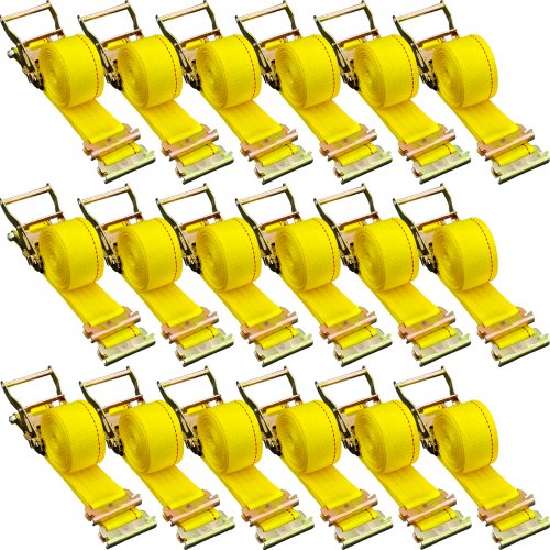 E Track Ratchet Strap Kit, Heavy-Duty E-Track Straps, LBS Breaking Strength, Polyester Webbing, Spring Fitting & Ratchet