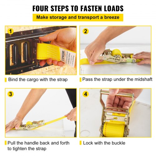 E Track Ratchet Strap Kit, Heavy-Duty E-Track Straps, LBS Breaking Strength, Polyester Webbing, Spring Fitting & Ratchet