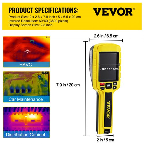 IR Resolution Thermal Imaging Camera with Display, Built-in SD Card & Rechargeable Li-ion Battery